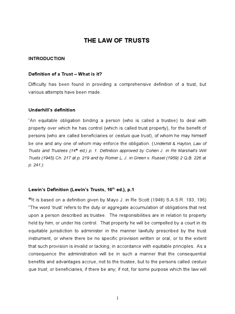 Understanding Trusts: Definitions & Concepts | PDF | Trust Law | Will ...