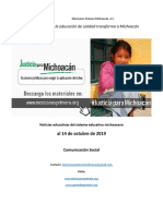 Síntesis semanal de noticias más relevantes del sistema educativo michoacano al 14 de octubre de 2019