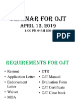 Seminar For Ojt: April 13, 2019