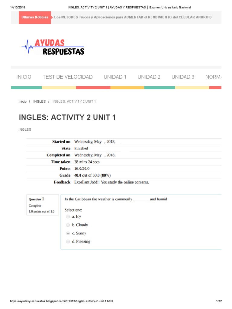 Actividad 2 Unidad 1 Inglés Examen | PDF | Blogging | Política y tecnología