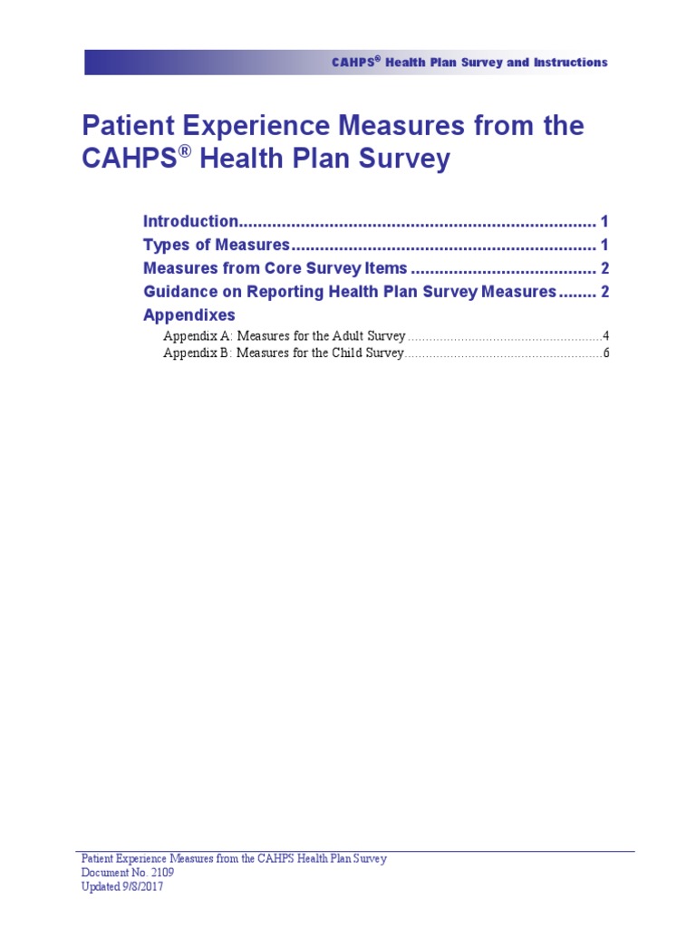 Patient Experience Measures From The Cahps Health Plan Survey PDF Survey Methodology