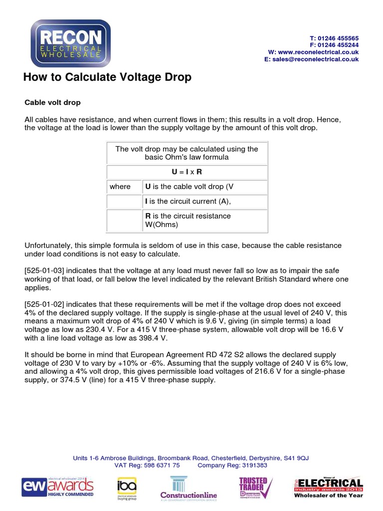 Calculating Voltage Drop PDF Inductance Voltage
