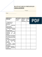 Rúbrica Para Evaluar El Portafolio