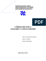 Analisis y Conclusiones y Codigo de Etica