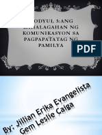 Modyul 3:ang Kahalagahan NG Komunikasyon Sa Pagpapatatag NG Pamilya