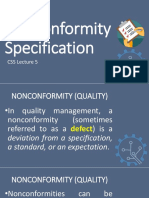 Non Conformity Specification