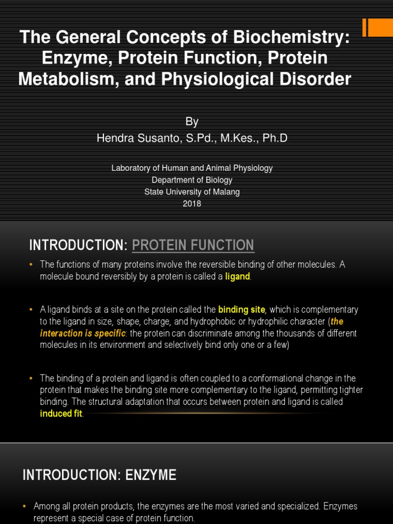 Biochemistry EnzymeProtein Function and Metabolism 20180202 PDF