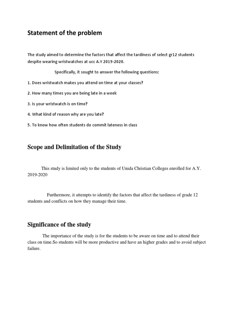 Statement of The Problem 1 | PDF | Watch | Time