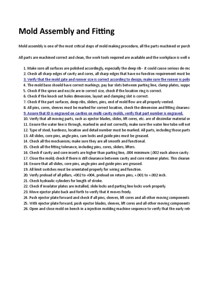 Mold Assembly Best Practices Guide | PDF | Engineering Tolerance ...