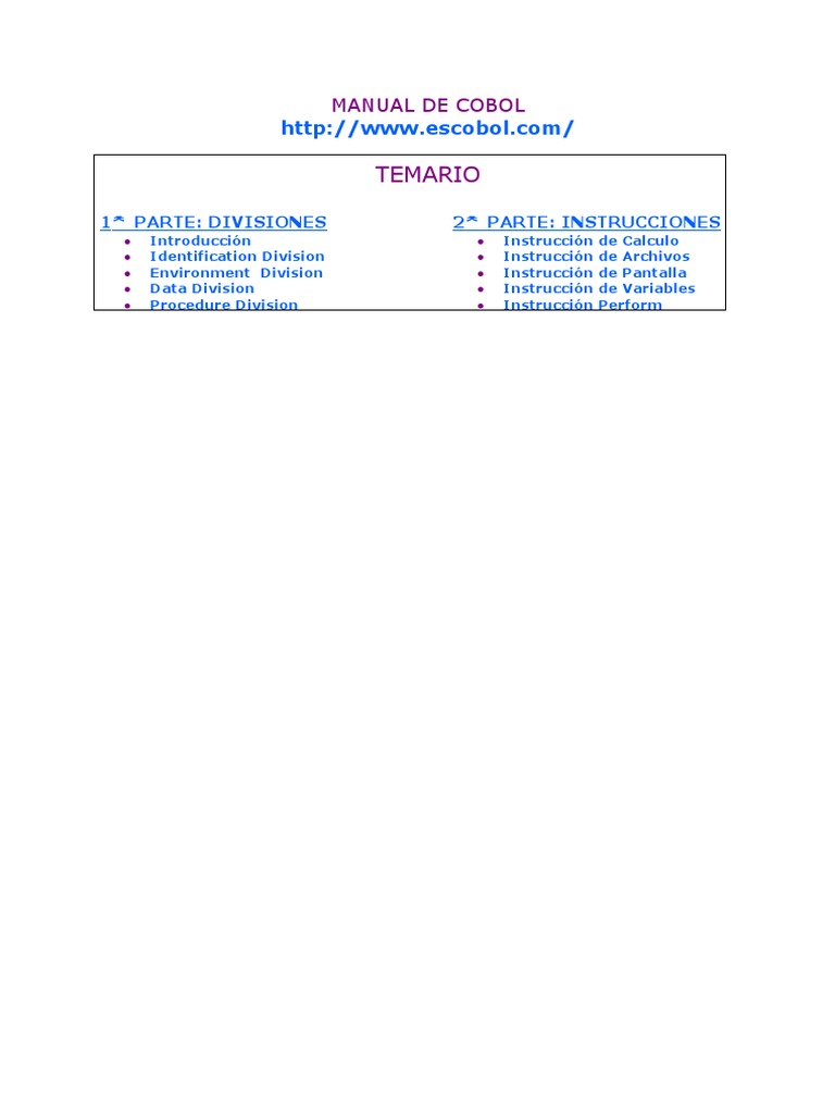 Cobol Guide | PDF | Lenguaje de programación | Archivo de computadora