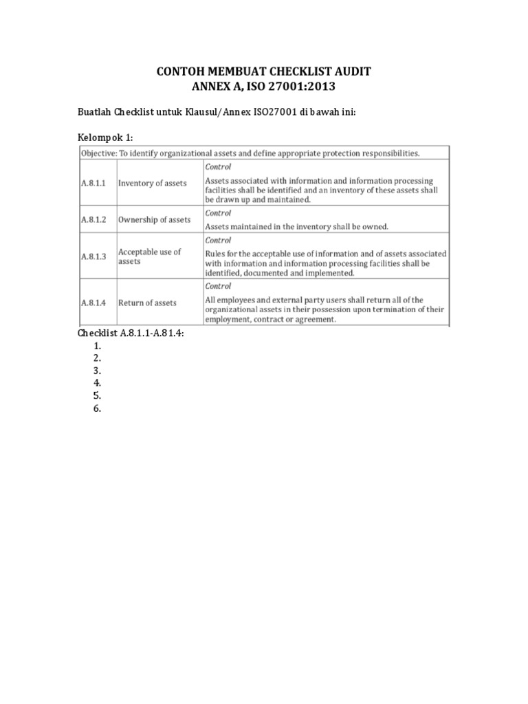 Latihan 5 Membuat Checklist Audit Pdf