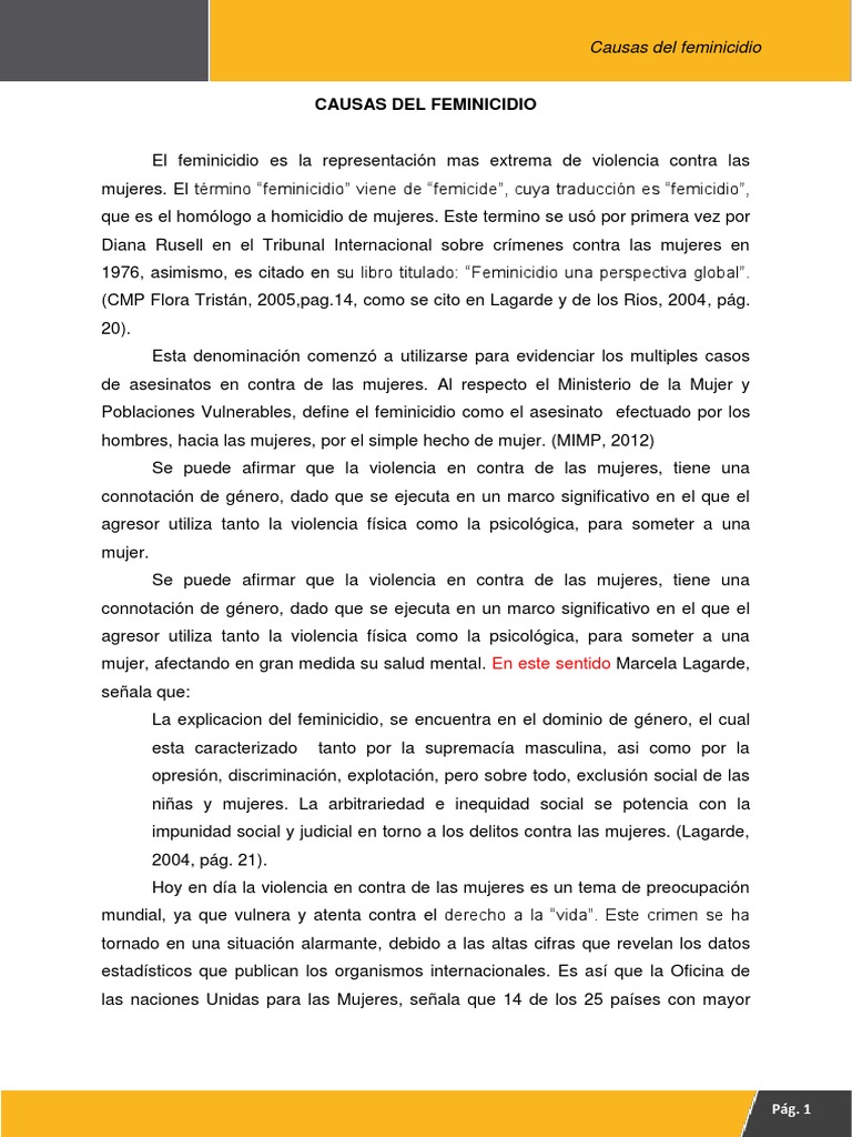 Causas del feminicidio en la sociedad | PDF | La violencia contra las ...