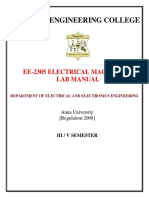 Tagore Engineering College: Ee-2305 Electrical Machines-Ii Lab Manual