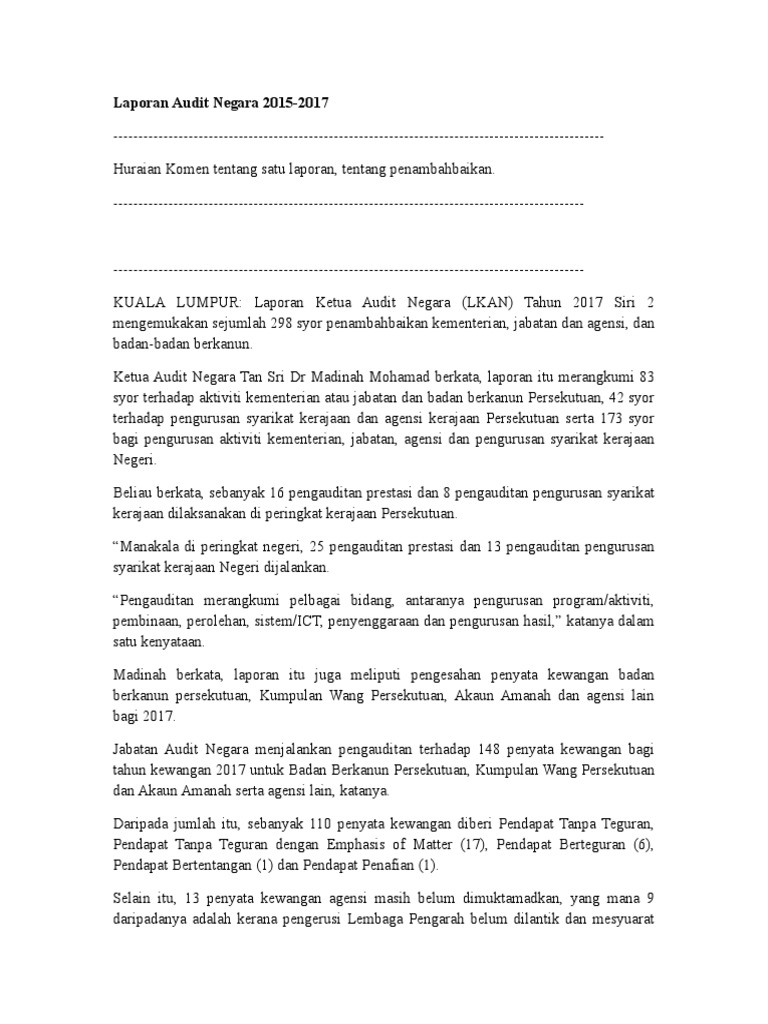 Laporan Audit Negara 2017