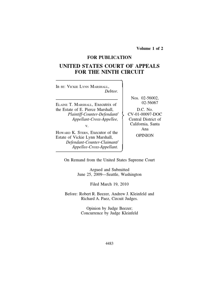 Marshall V Marshall Ninth Circuit PDF Trust Law Bankruptcy