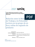 Relación Entre Memoria de Trabajo y Velocidad Lectora en Un Grupo de Niños y Niñas de Segundo de Primaria PDF