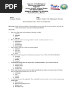 Second Monthly Test in Science 8