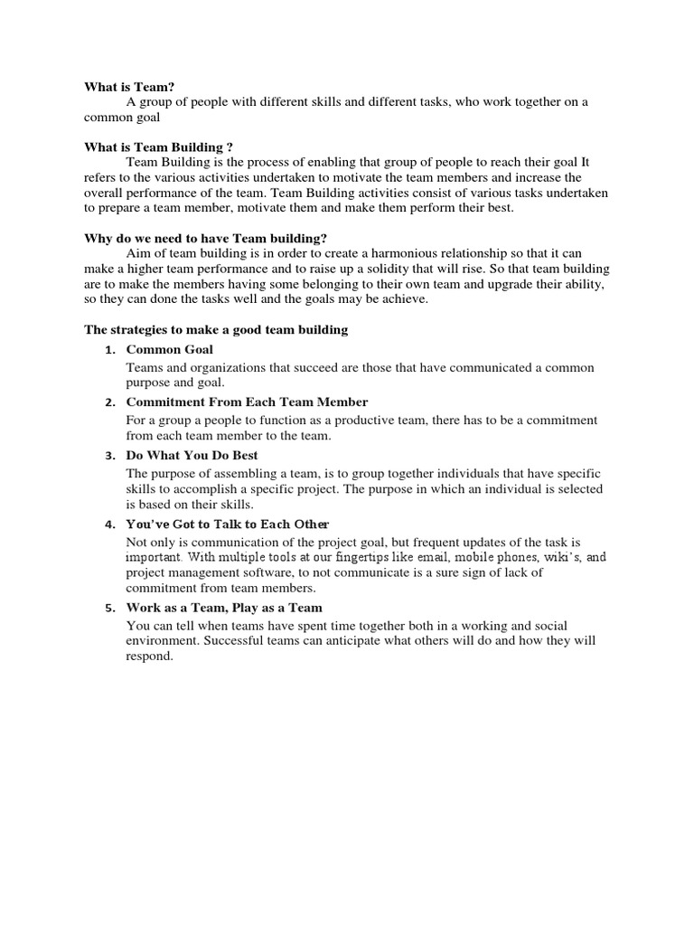 Understanding Team Building Essentials | PDF | Career & Growth | Business