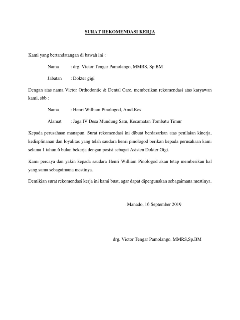 Surat Rekom Kerja | PDF