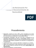 Accion de Reclamacion de La Nacionalidad