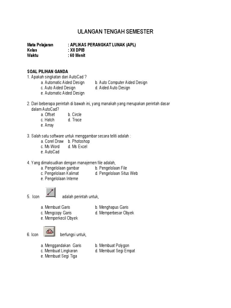 Soal Autocad Fix 2019