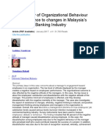 A Case Study of Organizational Behaviour and Resistance To Changes in Malaysia