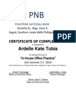 PNB Certificate of Completion for Ardelle Kate Tubia