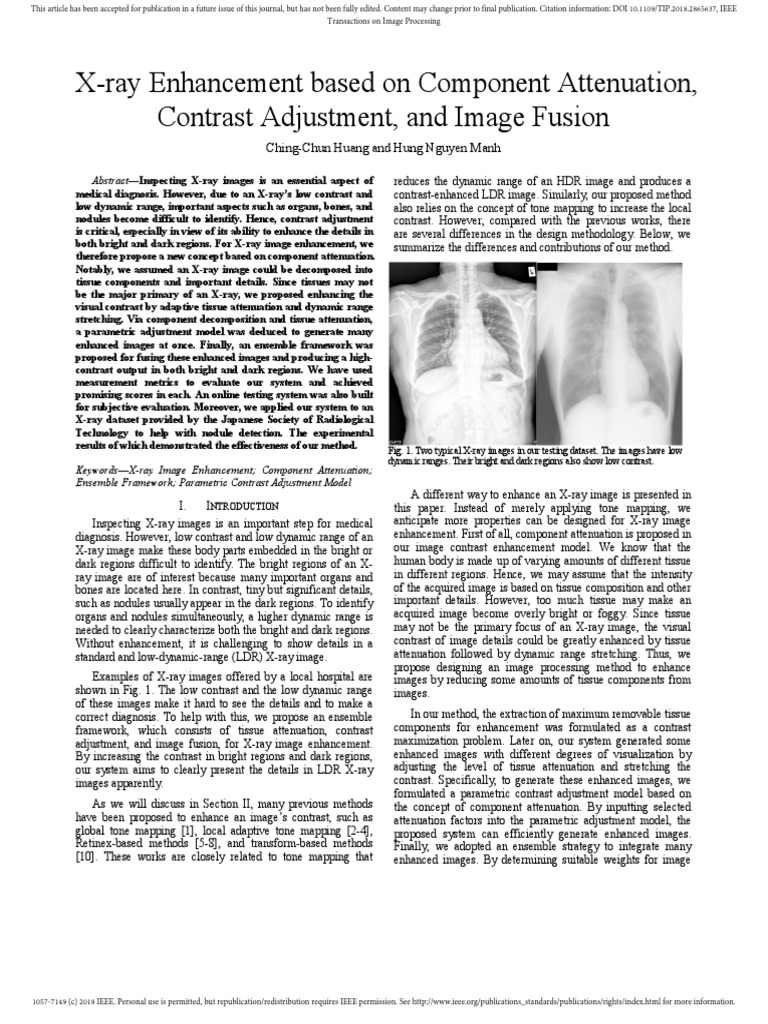 X-ray Image Enhancement Techniques | PDF | X Ray | Contrast (Vision)