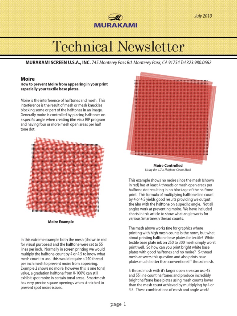 Halftone Angles To Prevent Moire | PDF | Optics | Printing