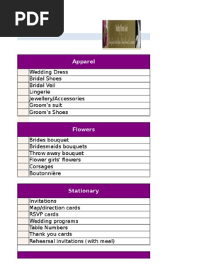 Wedding checklist