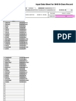 Learners' Names: Input Data Sheet For SHS E-Class Record