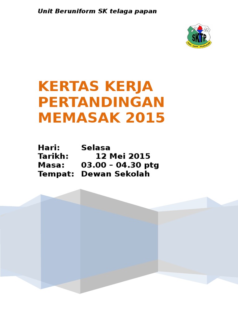 kertas kerja pertandingan memasak