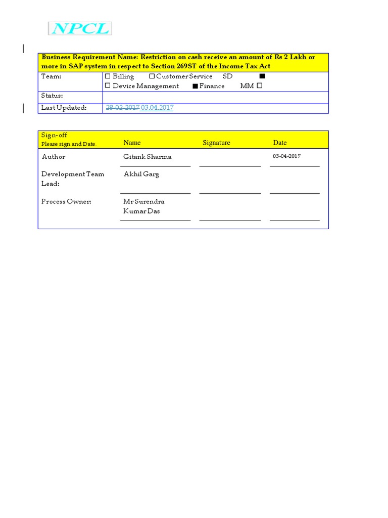 BRD - Cash Transactions Limit V3 | PDF | Payments | Business Process