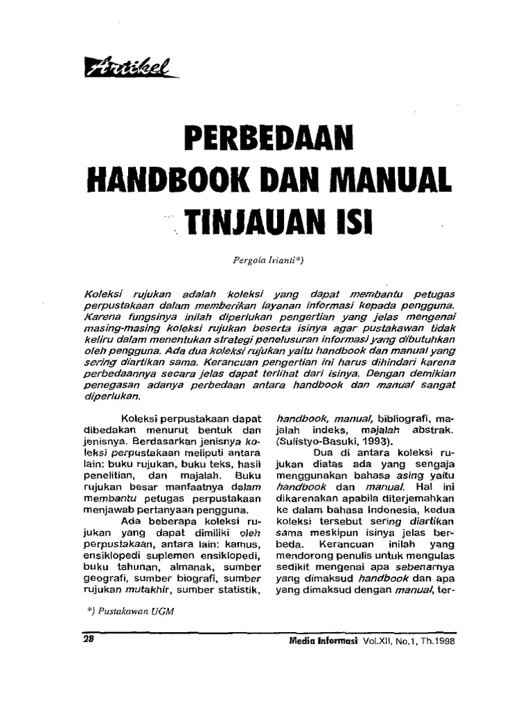 Perbedaan Handbook Dan Manual | PDF