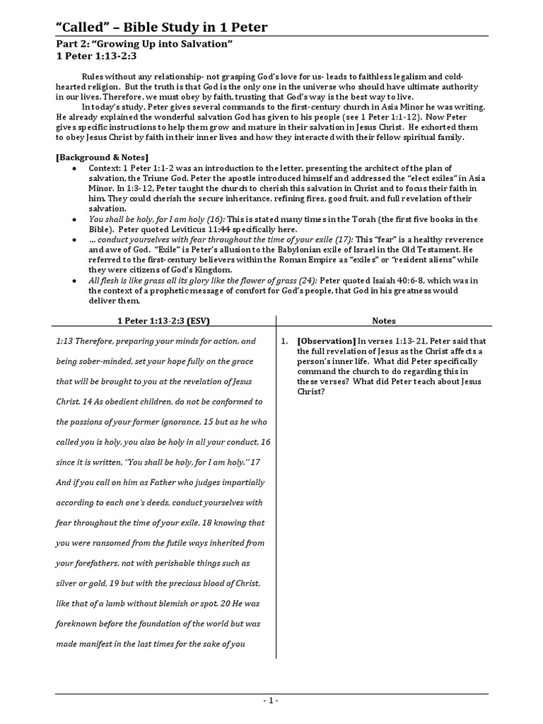 Growing in Salvation: 1 Peter Study | PDF | Saint Peter | Revelation
