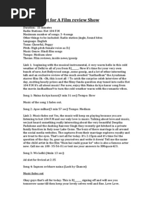 Radio Script For A Film Review Show | PDF