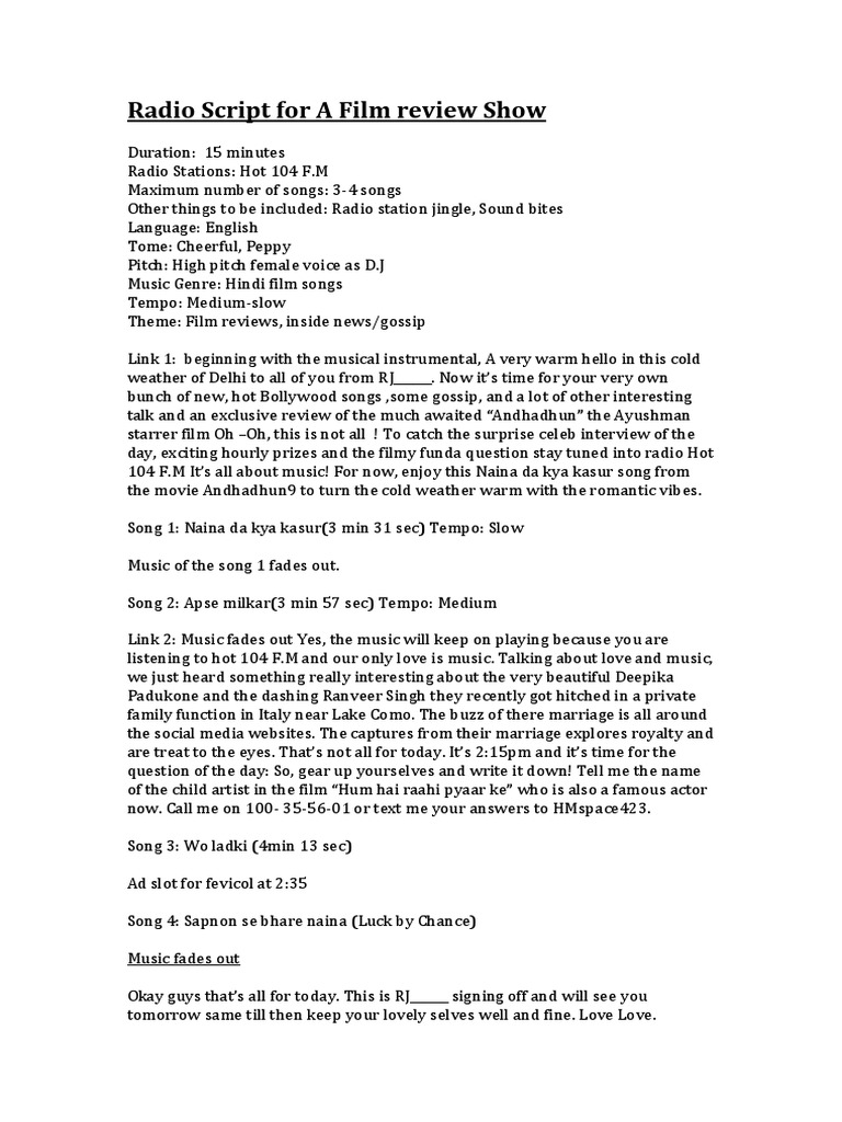 English Radio Script  PDF