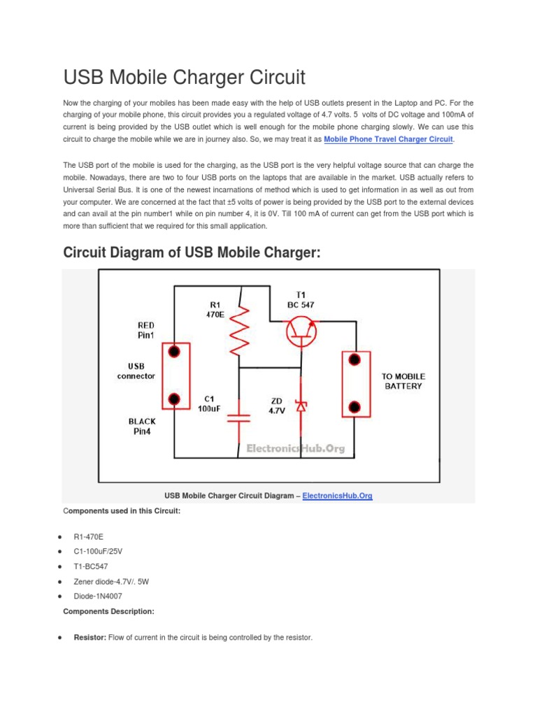 USB Mobile Charger Circuit Guide | PDF | Battery Charger | Usb