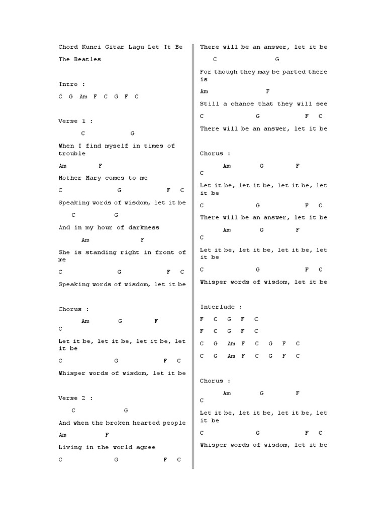 Kunci Gitar The Beatles Let It Be Mudah Dimainkan