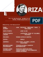 JOS E Rizal: Personal Information