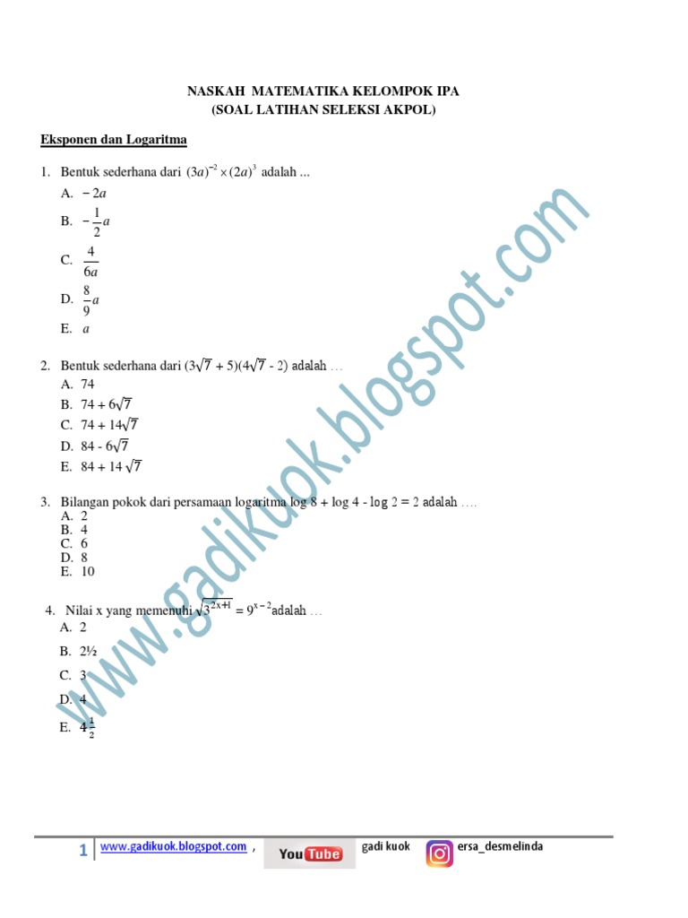 Latihan Soal Matematika Akpol Pdf