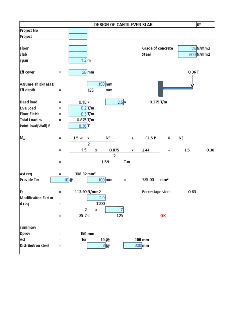 Cantilever Slab Design Specifications | PDF | Science & Mathematics