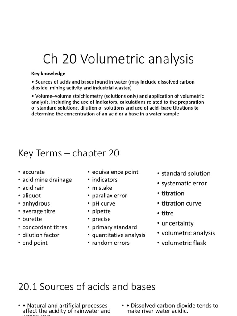 Ch 20 Volumetric Analysis Titration Chemistry
