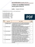 Popis Tema Za Završne Radove TEHNIČAR ZA MEHATRONIKU Listopad 2018.