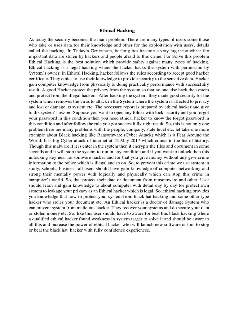 Understanding Ethical Hacking Basics | PDF | Security Hacker | White ...