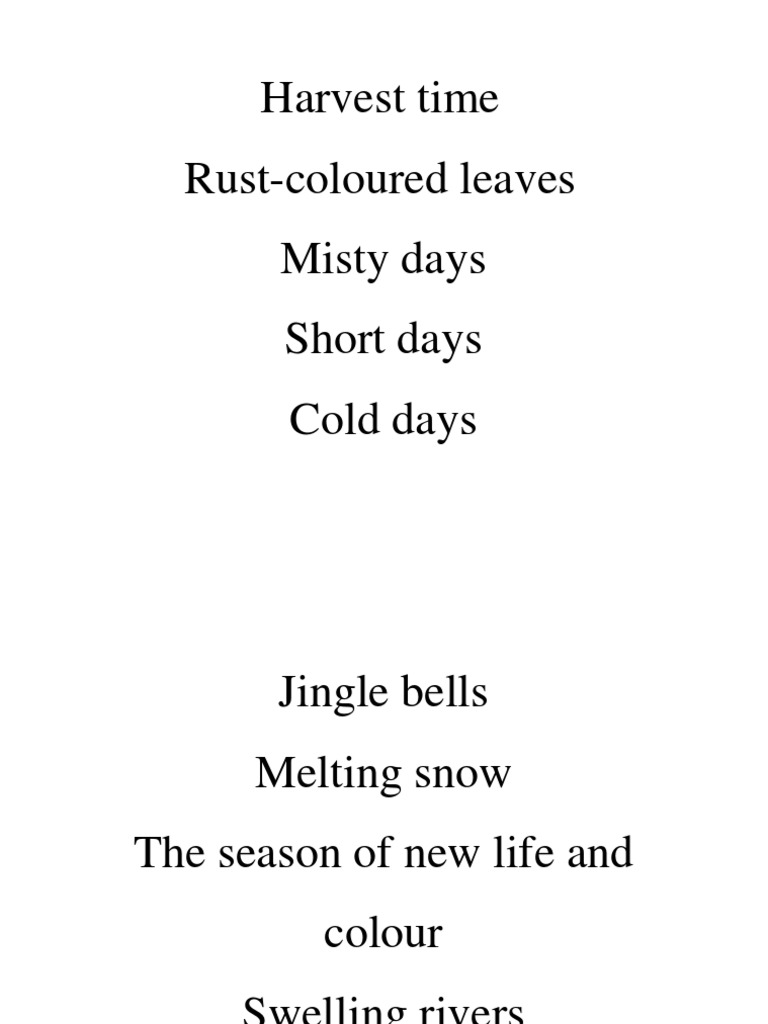 Harvest Time Rust-Coloured Leaves Misty Days Short Days Cold Days | PDF