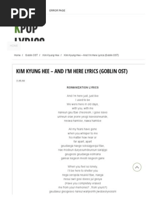 Kim Kyung Hee And I M Here Lyrics Goblin Ost Kpop Lyrics 2 You