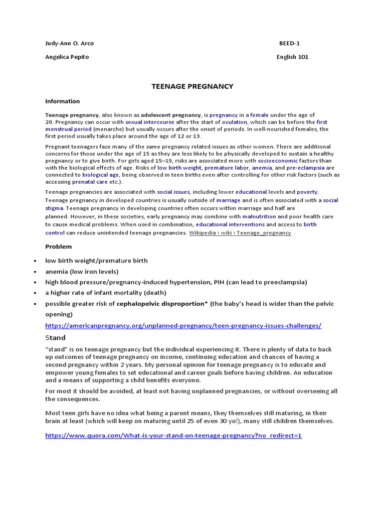 Understanding Teenage Pregnancy Issues | PDF | Teenage Pregnancy ...
