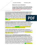 World War I - Cause (Not Effect) Essay Structure Exercise