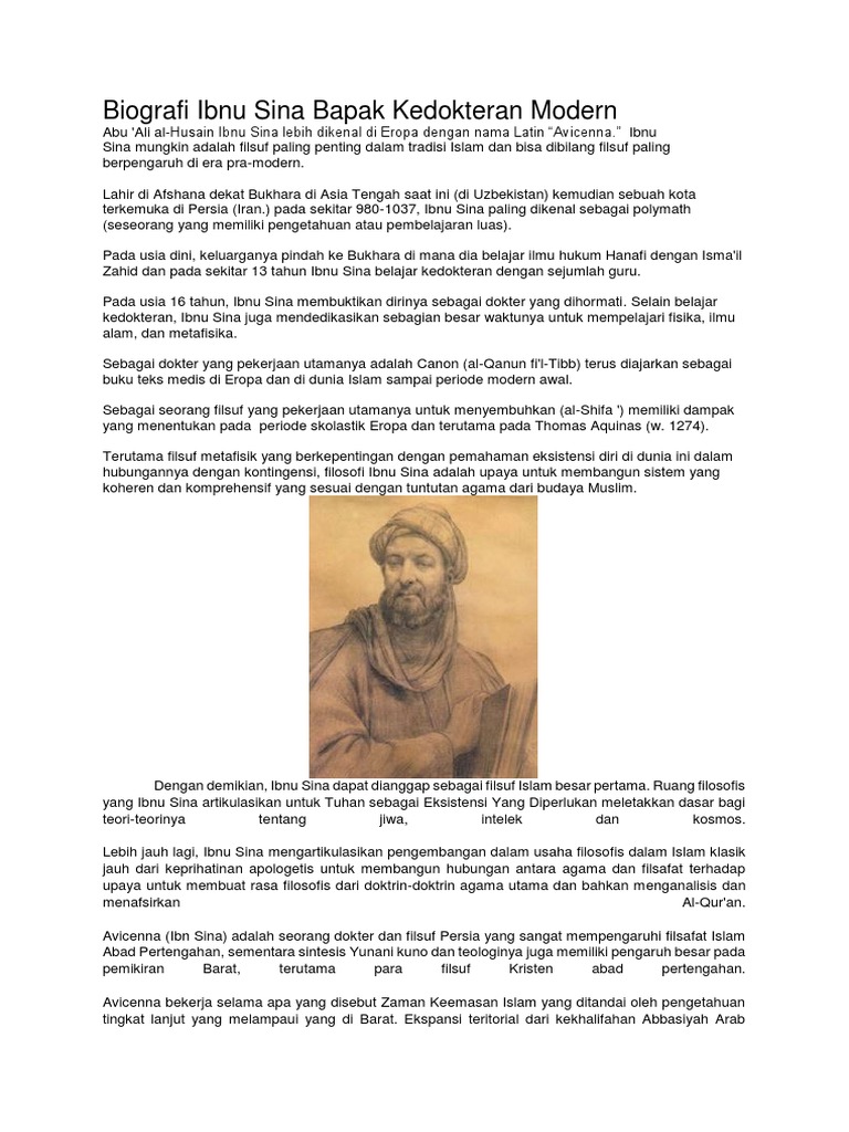 Biografi Ibnu Sina Bapak Kedokteran Modern Docx